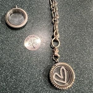 Silver Origami Owl lockets, Chain and plates.